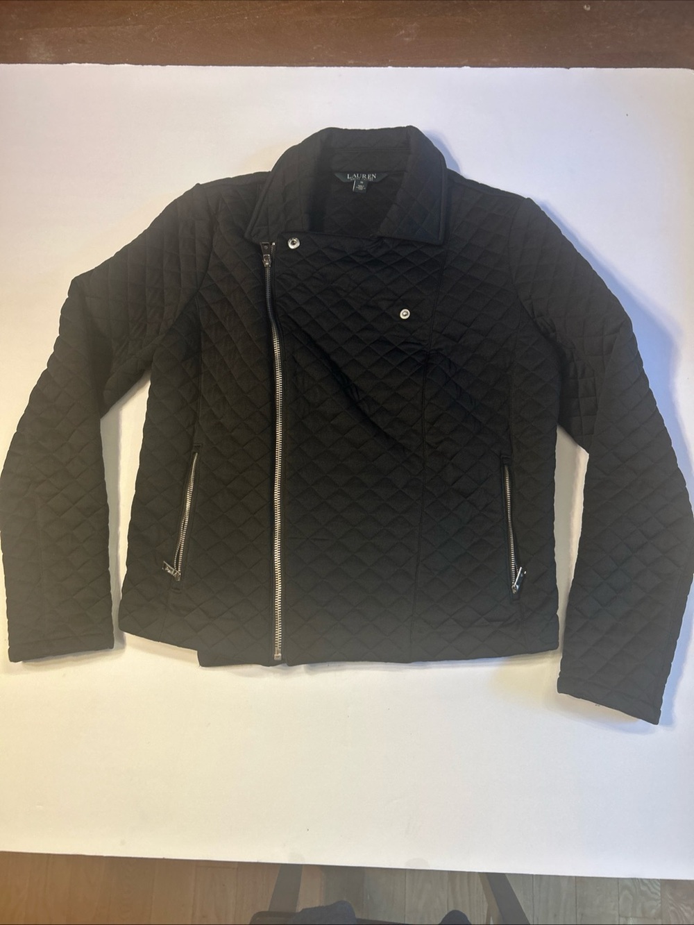 Lauren Ralph Lauren Black Quilted Moto-Style Jacket